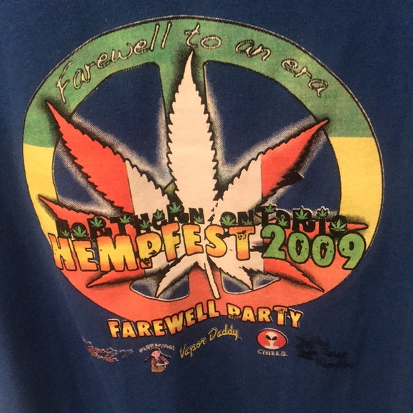 Incredible Hempfest 2009 original Hemp Mid Sleeve blue shirt w/ amazing graphics - Picture 2 of 5